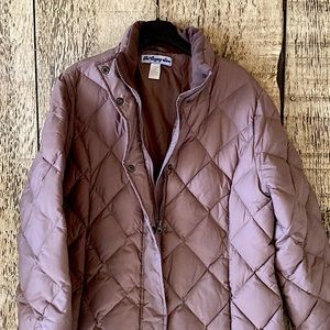 Goose Down filled  long length puffer trench style women’s coat.